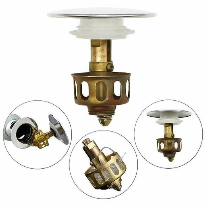 Stainless Steel Wash Basin Bounce Drain Filter Sink Drain Stopper Bathroom Plug