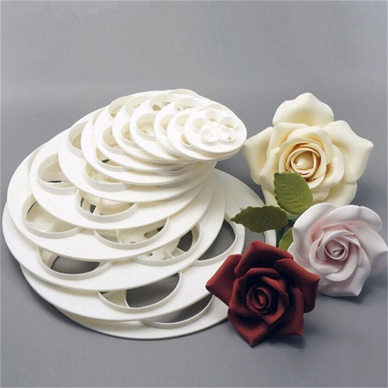 6x Fondant Cake Sugar Craft Decor Cookie Rose Flower Mold Gum Paste Cutte.l8