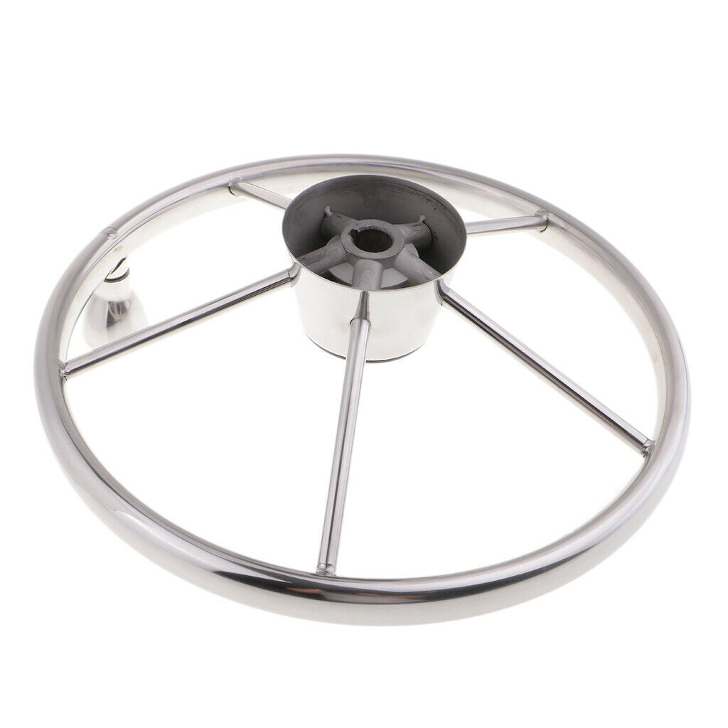 13-1/2 Inch Stainless Boat Marine 5 Spoke  Steering Wheel with Knob