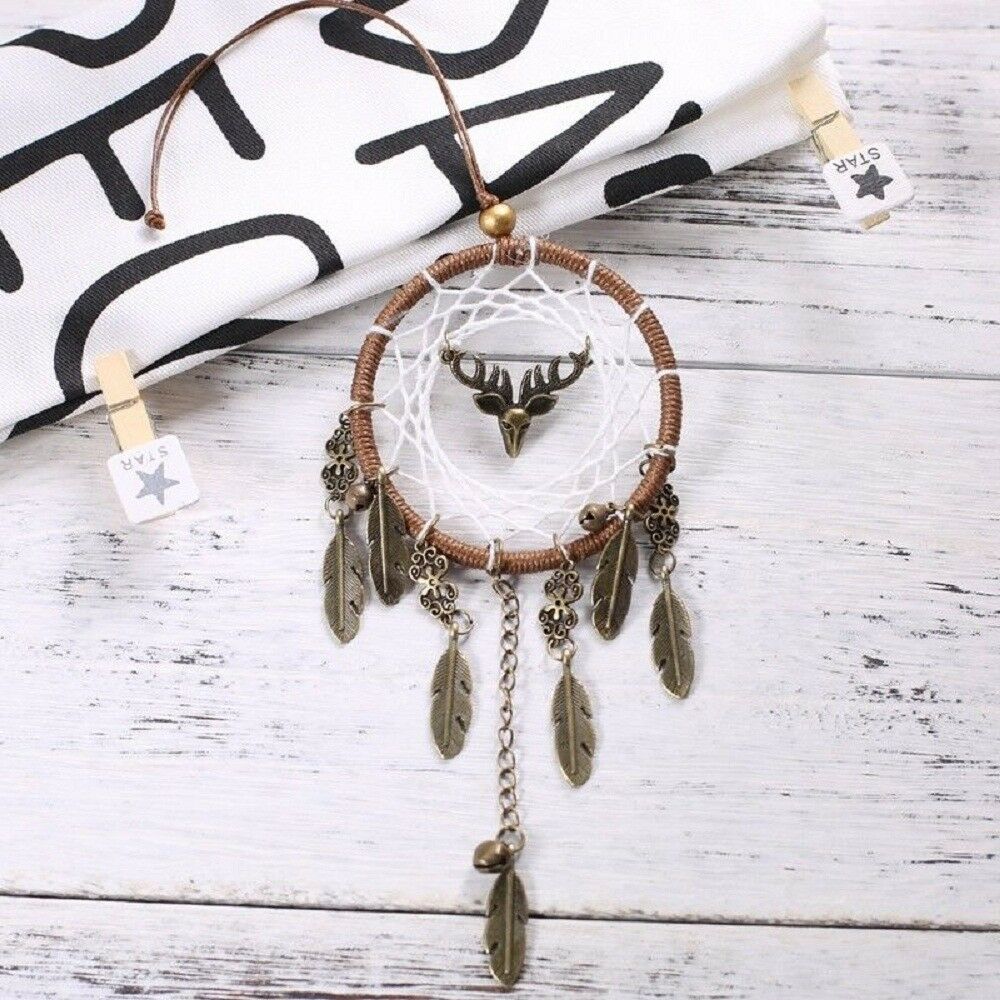 Brown Dream Catcher Wall Hanging Feather Decoration Ornament Handmade Craft DIY