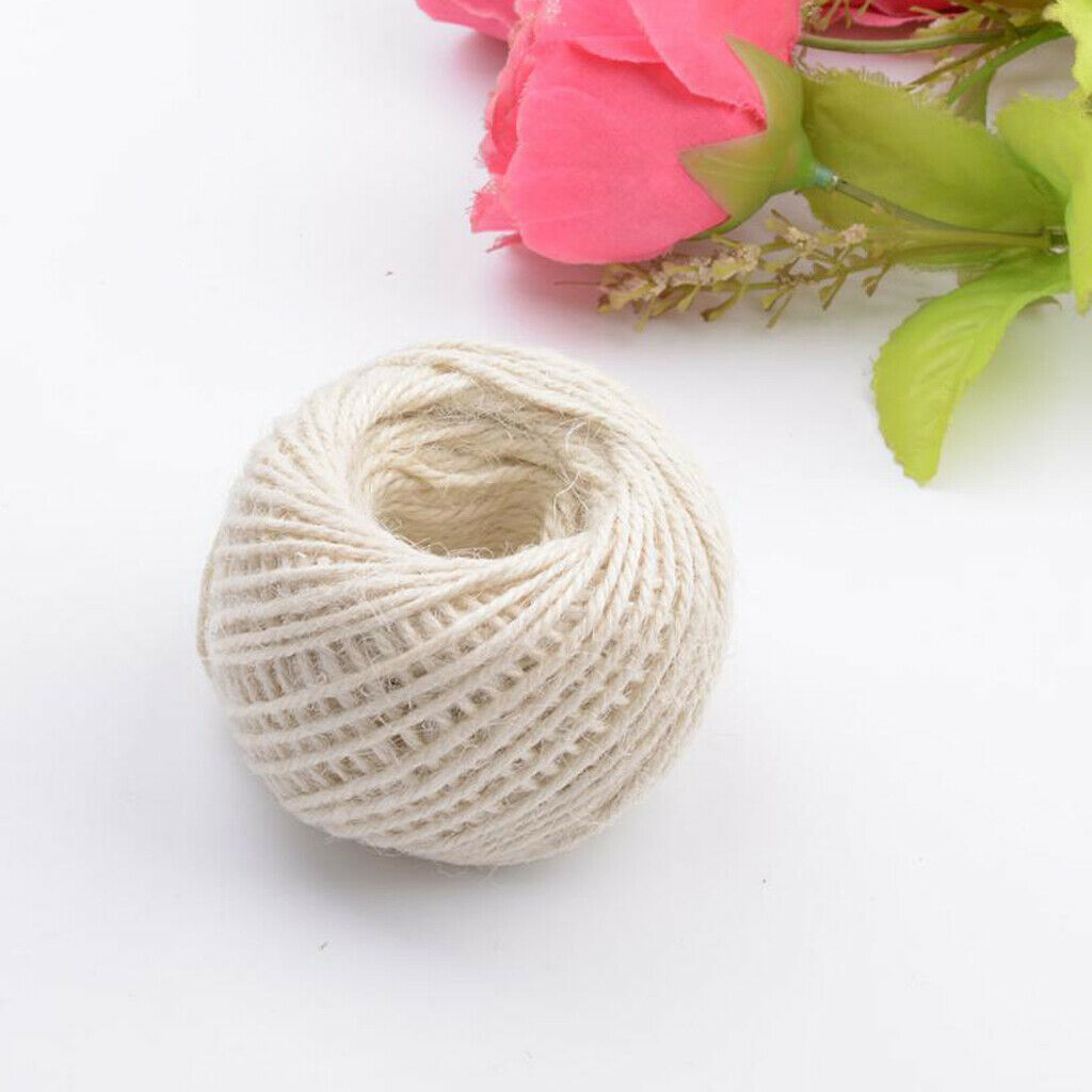 50M 2mm Colorful Natural Jute Twine Cord String Rope 2 Ply 4 Rolls DIY Craft