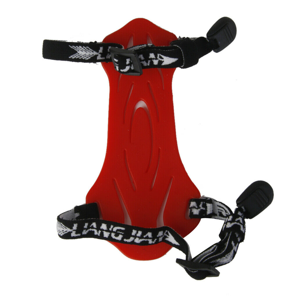 1pc Rubber Archery Arm Guard Protection with 2 Straps Red