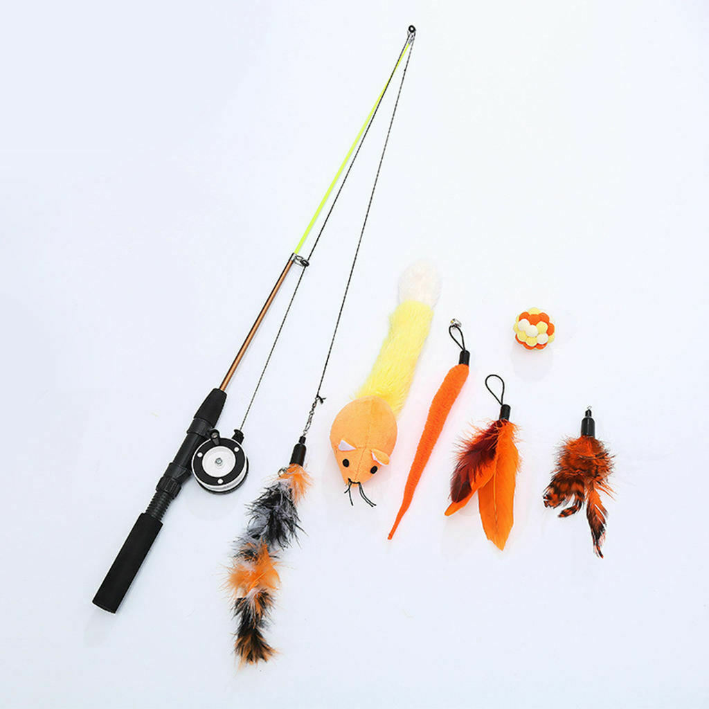 Retractable Bird Cat Feather Teaser Wand Rod Creative Kitten Interactive