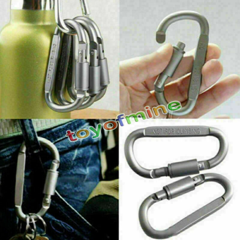 5Pcs Hard Aluminum Outdoor Buckle Carabiner D-Ring Chain Keychain Clip Hook