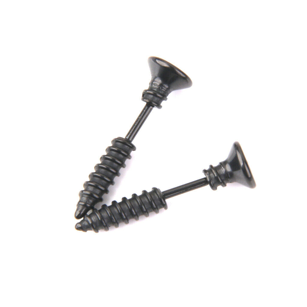 1 pair of men \ 's cool 316L stainless steel screw earrings stud earrings