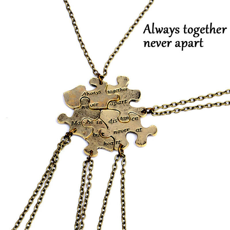 5PCS/1Set Interlocking Jigsaw Puzzle Pendant Necklace Best Friends Friend.l8