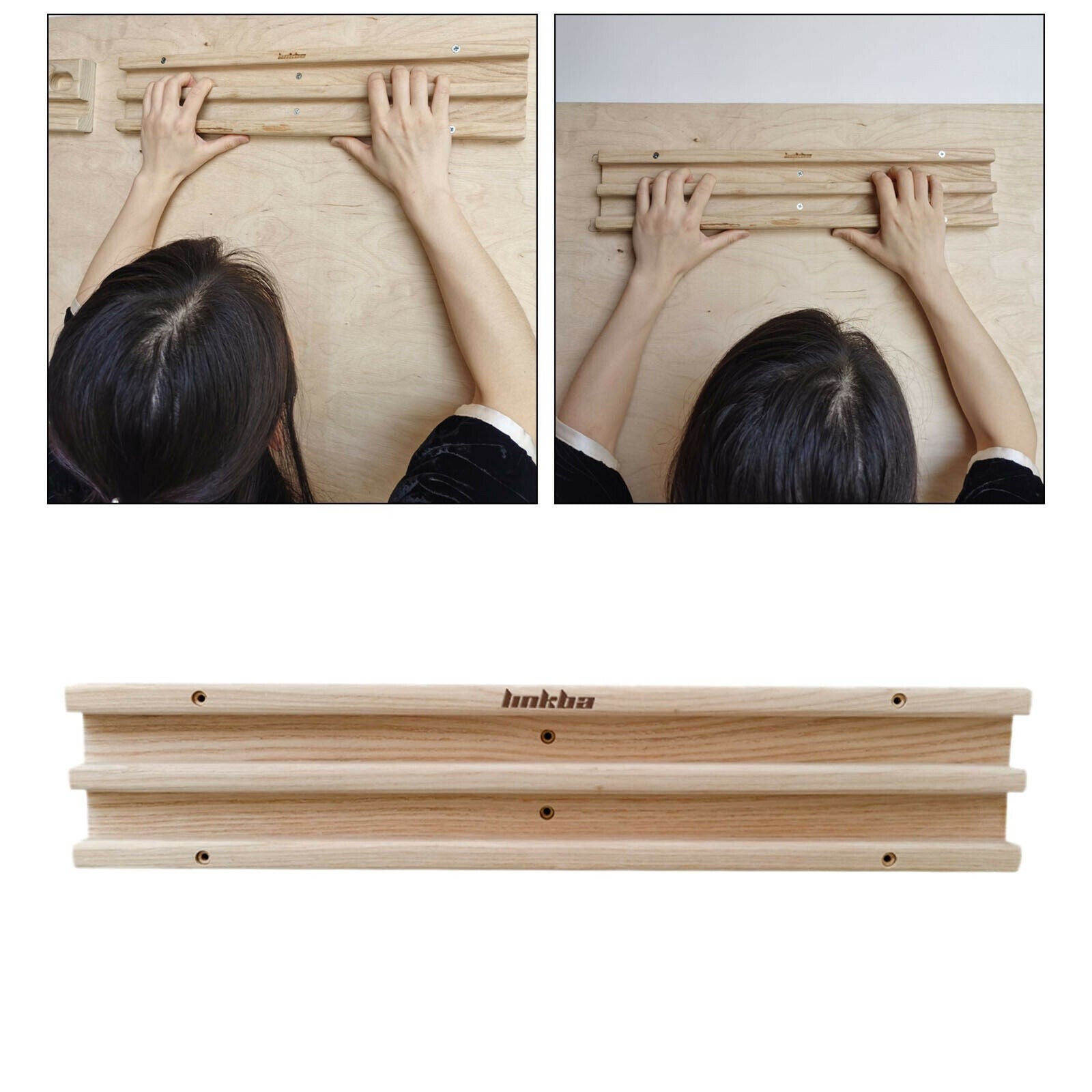 Wooden Climbing Hangboard Grip Trainer Screw-Mounted Hand Pull Up Board