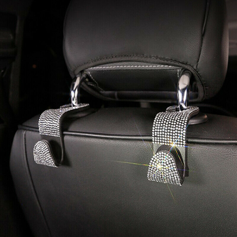 4Pc Car SUV Interior Bling Seat Back Storage Handbag Hook Headrest Hanger Holder