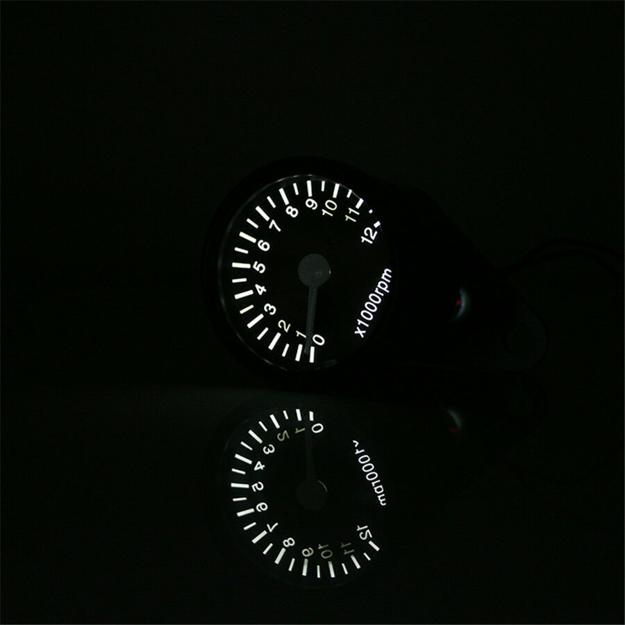 1 Pcs 65mm Black Motorcycle Speedometer Gauge Internal Night Light White Digital