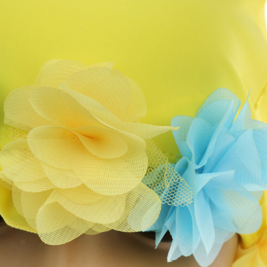 Kids Childrens Childs 0-6 Years Flower Fabric Swimming Hat Swim   Yellow