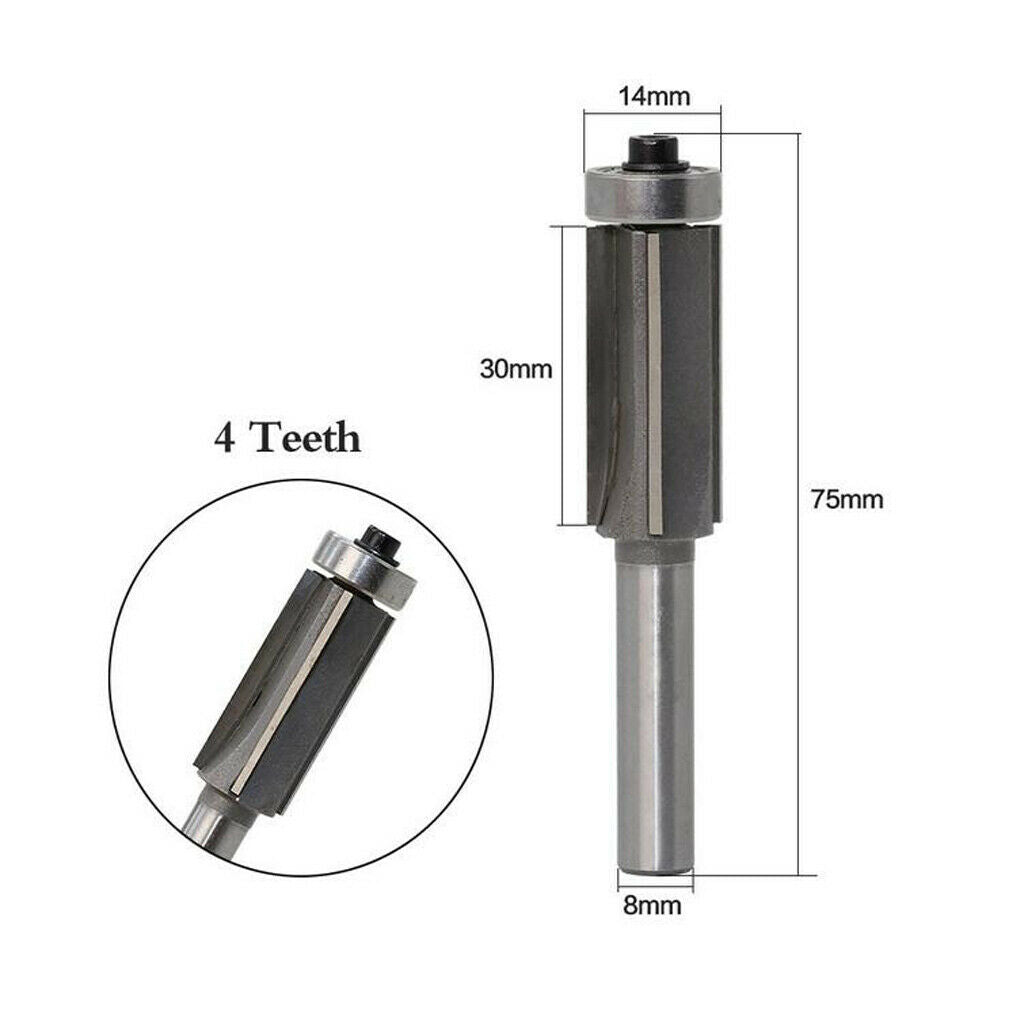 8mm Woodworking Milling Cutter Slotting Cutter with Bearing Trimming Tool