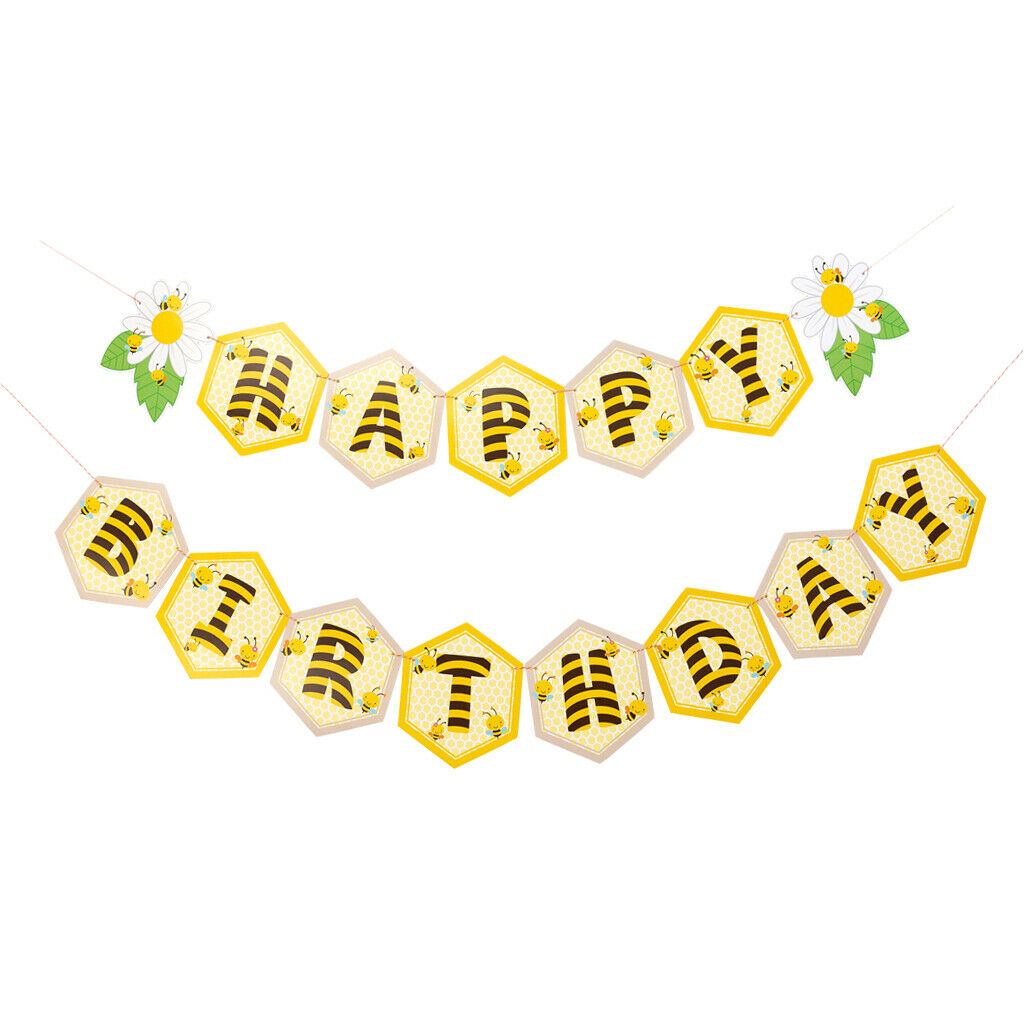 Mini Bee Happy Birthday Bunting Banner Birthday Party Decoration Supplies