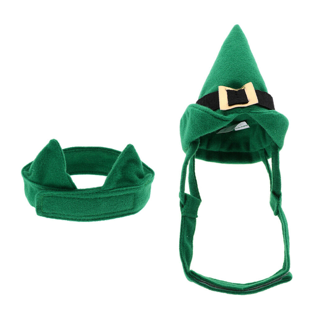 Cute Pet Cat Dog Christmas Caps Party Costume Hat Costume Headwear Green