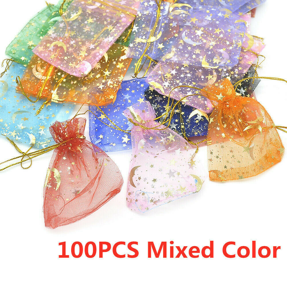 100Pcs Organza Gift Bags Wedding Party Favour Xmas Jewellery Candy Pouches UK