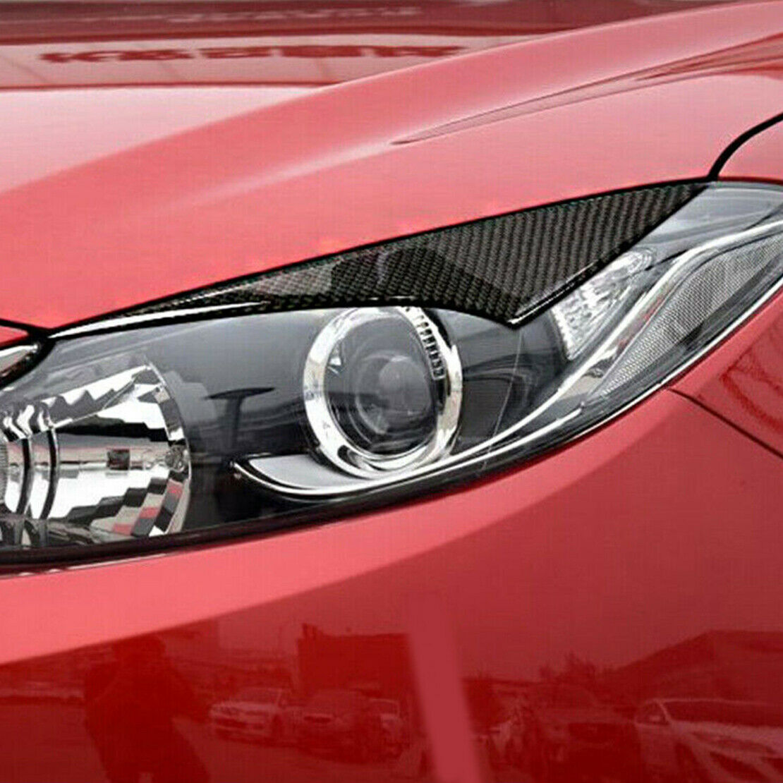2x New Carbon Fiber Headlight Eyelid Cover Trim Fit For Mazda 3 Axela 2014-2016