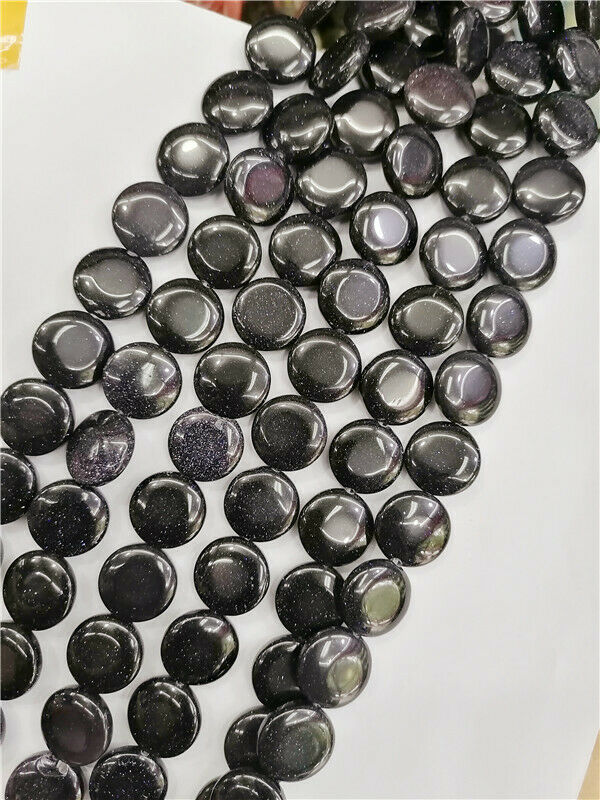 1 Strand 16x5mm Blue Sand Stone Round DIY Spacer Loose Beads 15.5inch HH8788