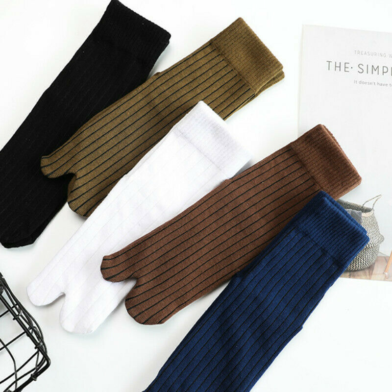 5 Pair Men Cotton Tabi Socks Two Toe Socks Japanese Style Assorted Color Sport