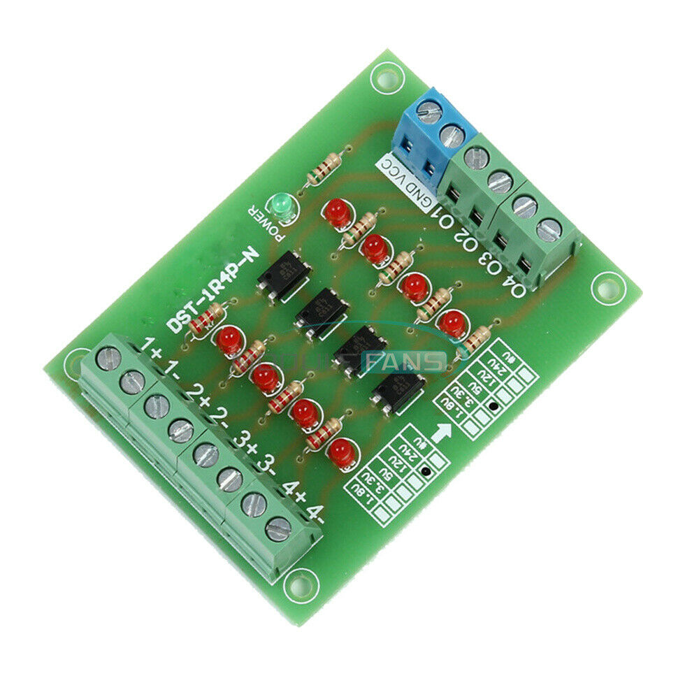 5V-24V 4-Channel PLC Signal Converter Level Voltage Board 4-Bit Optocoupler