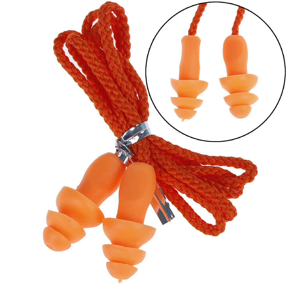 1Pc Soft silicone ear plug reusable hearing protection earplug with cord.l8
