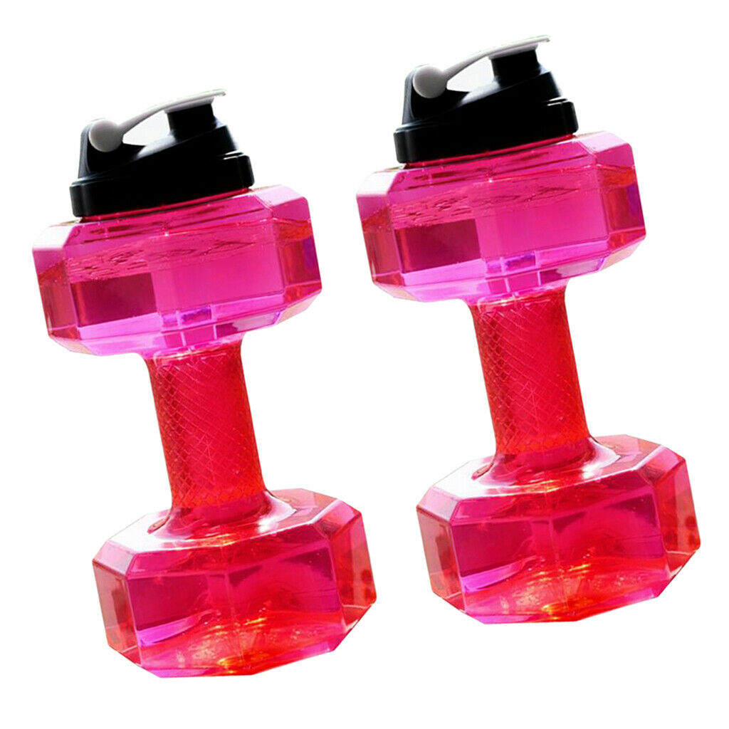 2 Pcs Portable Sport Kettle Gym Hiking Water Bottle Training Drink Jug Pink