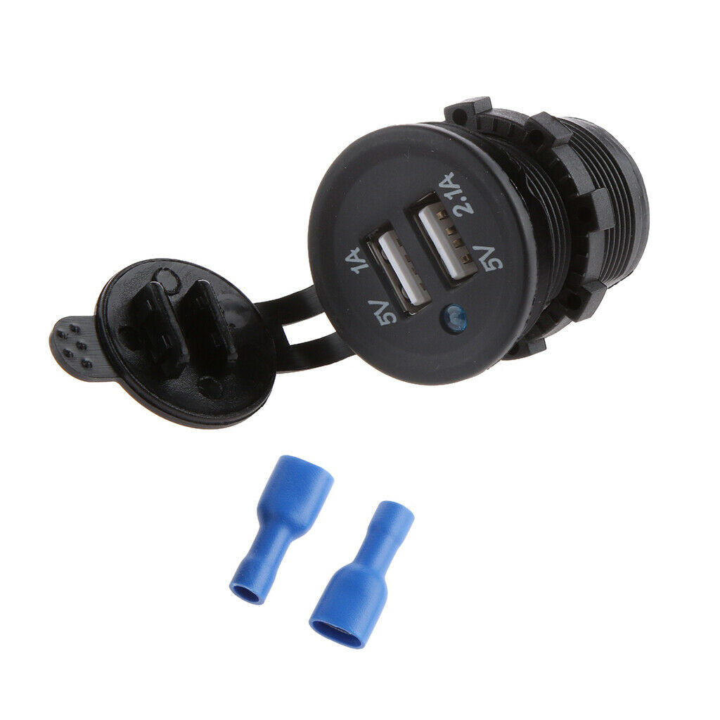 Waterproof 12V-24V 3.1A Motorcycle Car Boat Dual USB Power Charger Splitter