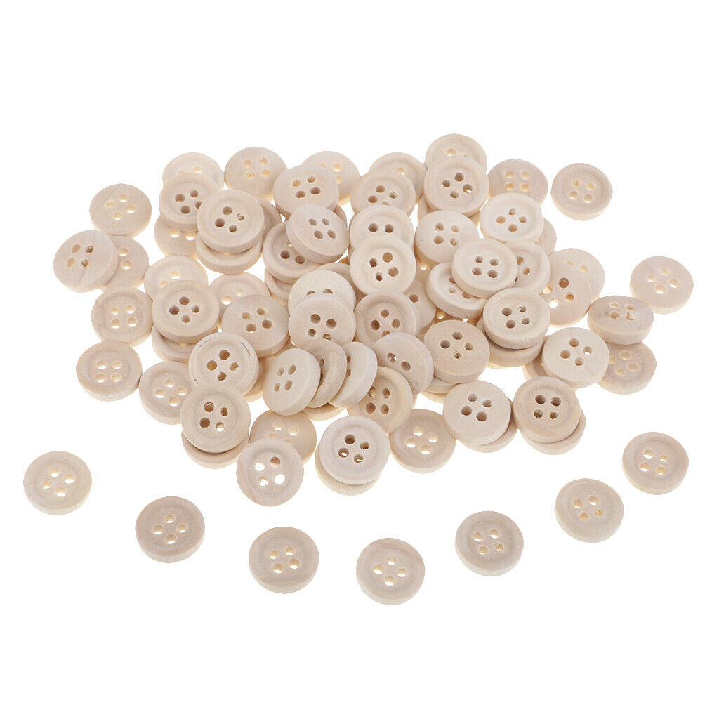 40pcs 12mm Round Natural Wood Buttons 4 Holes Sewing Buttons for DIY Crafts