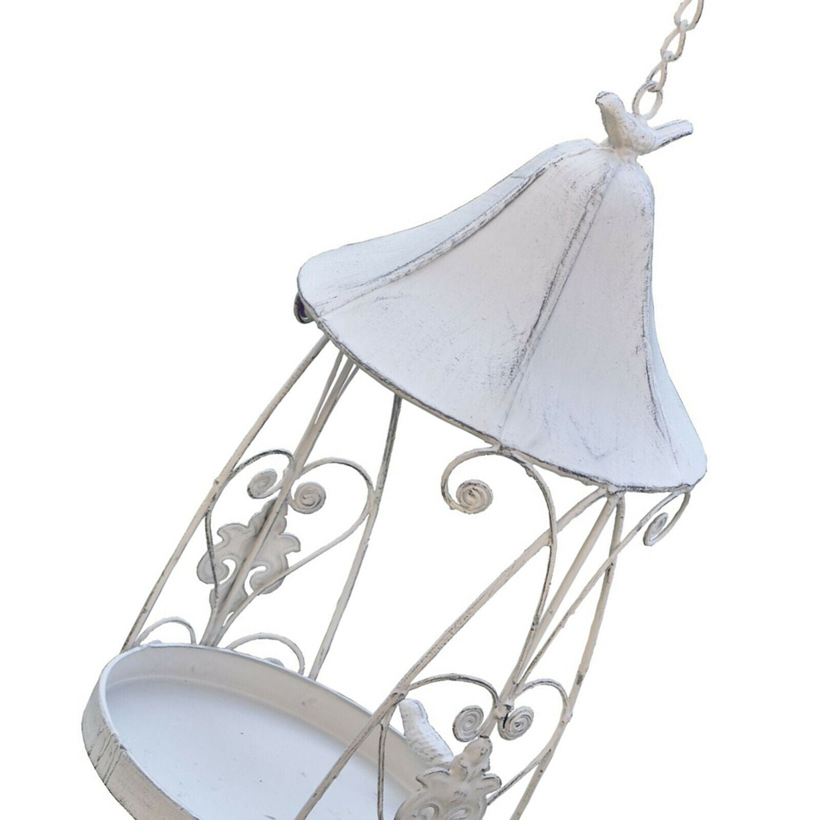 Retro Iron Round Wild Bird Feeder Tray Hanging Outside Yard Decor Stylish