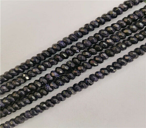 1 Strand 6x4mm Blue Sand Stone Faceted Rondelle Spacer Loose Beads 15.5" HH9307