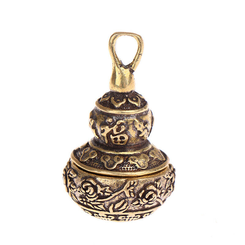 Brass Gourd Lucky Car Key Chain Pendants Pill Box Medicine Case Container.l8
