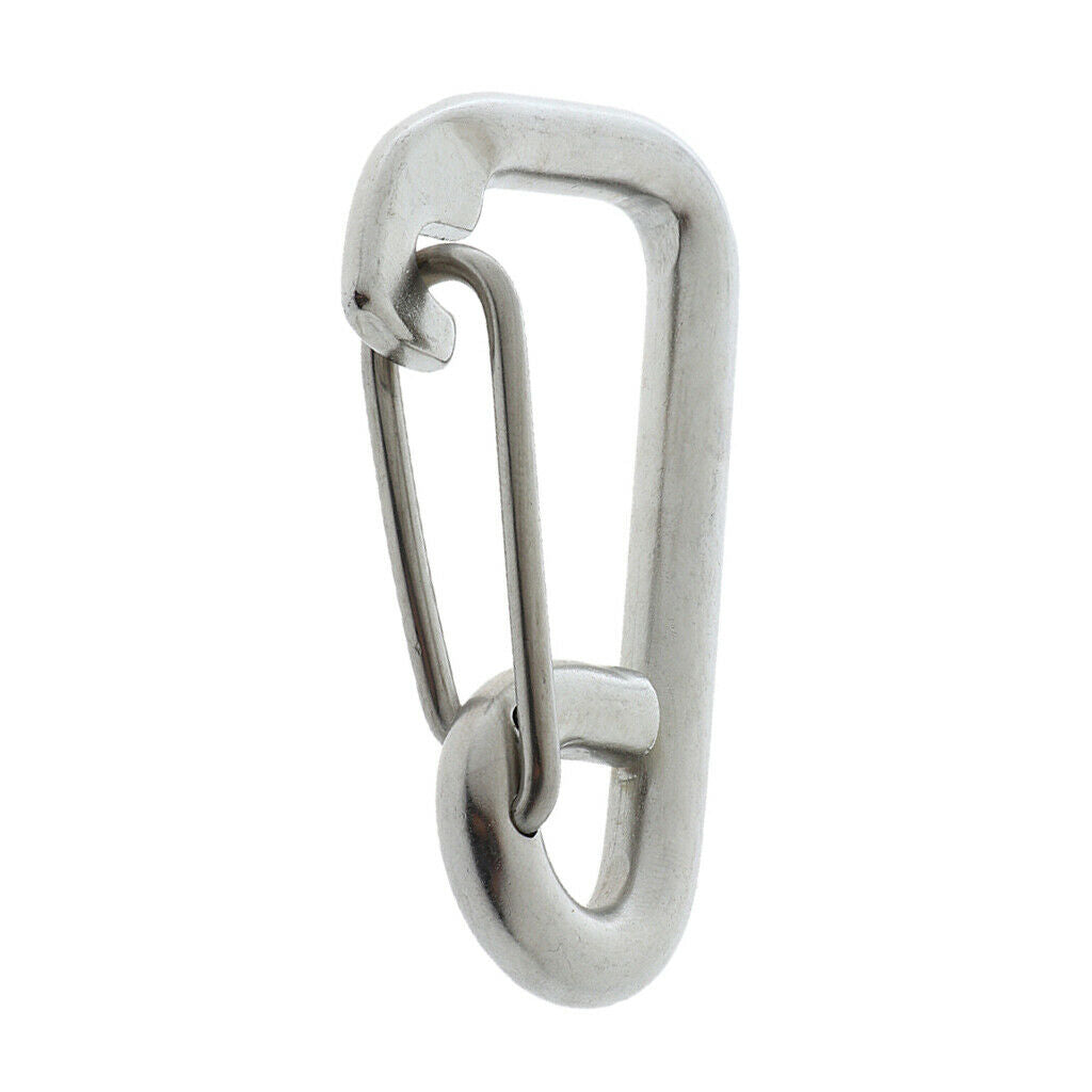 2x 8cm Marine Grade Stainless Steel Snap Hook Buckle Carabiner Climbing