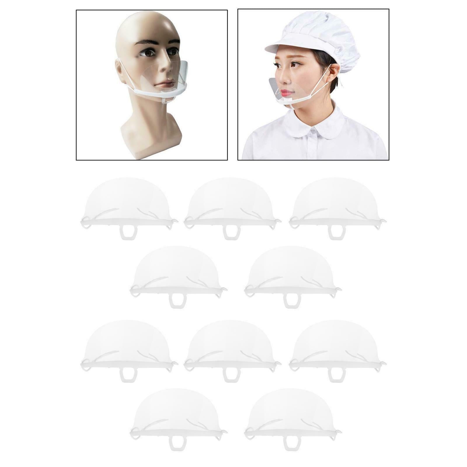 10Pcs Transparent Plastic Face Shield Anti-Splash Anti-fog Food Mouth Nose Cover