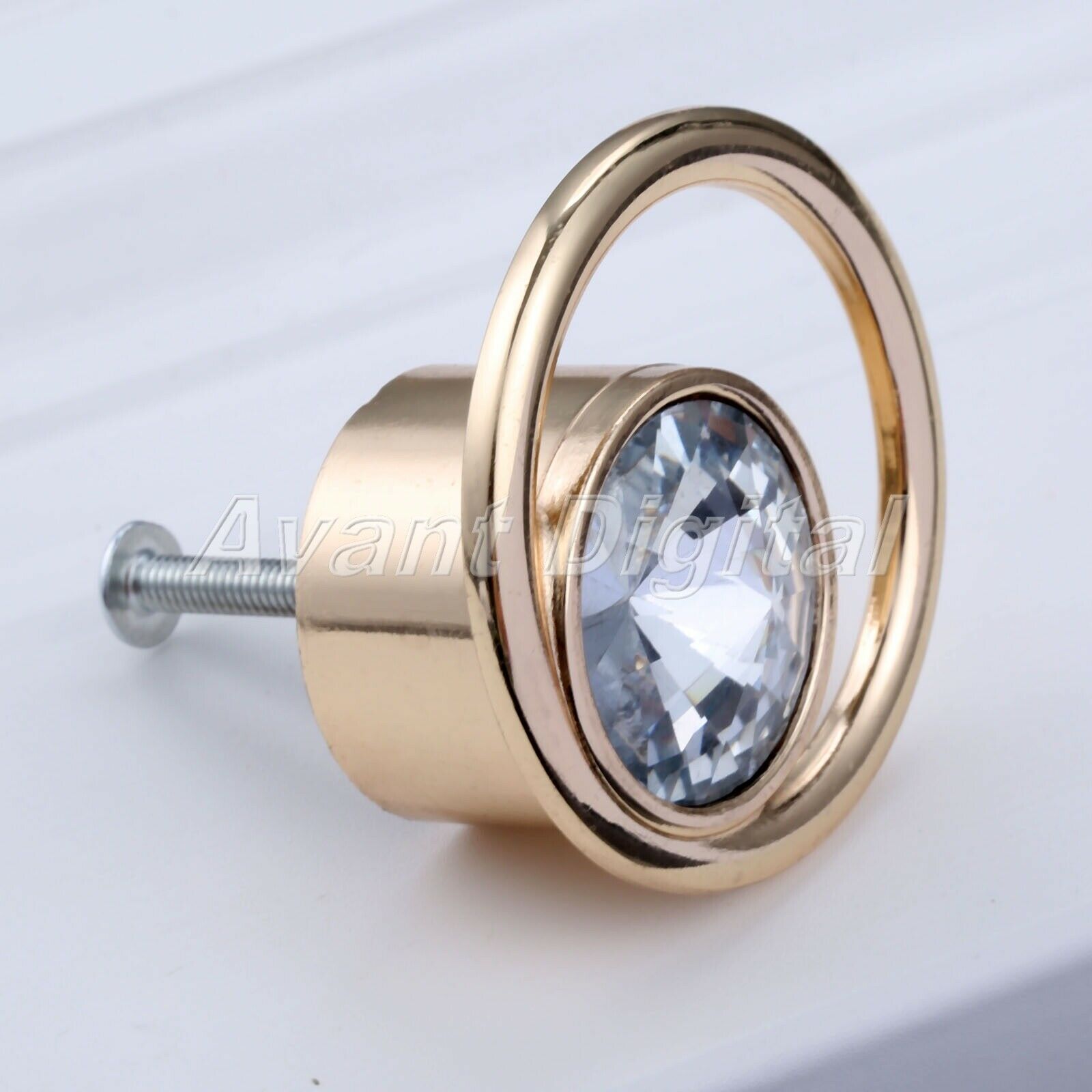 1Pc Round Ring Design Wardrobe Cabinets Crystal Glass Handles Door Pull Knobs