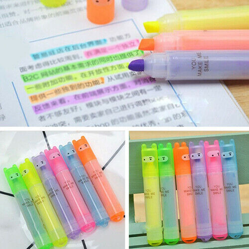 6Pcs Mini 6 Colors Highlighters Fluorescence Marker Pens Office School Supplies