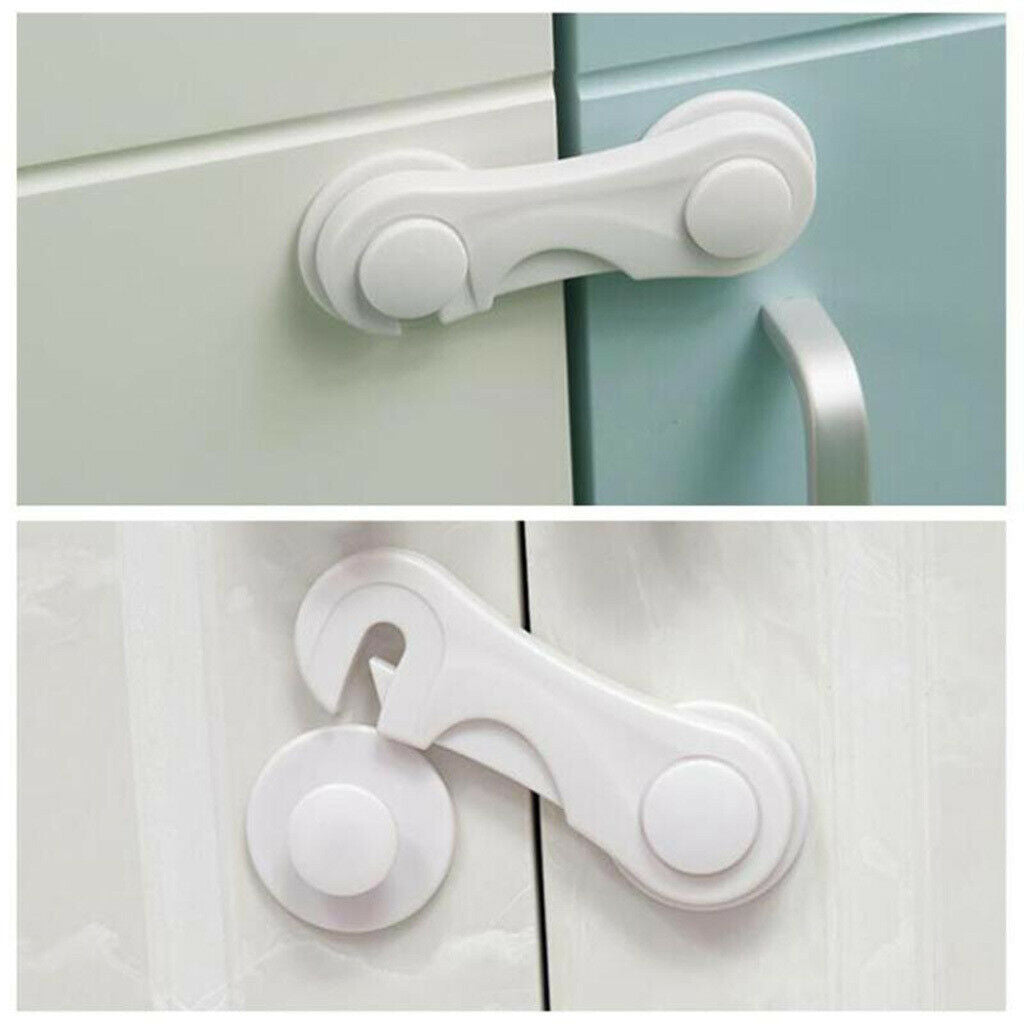White Child Baby Cupboard Safety Locks Kids Baby Proofing Fridge Strap Locks