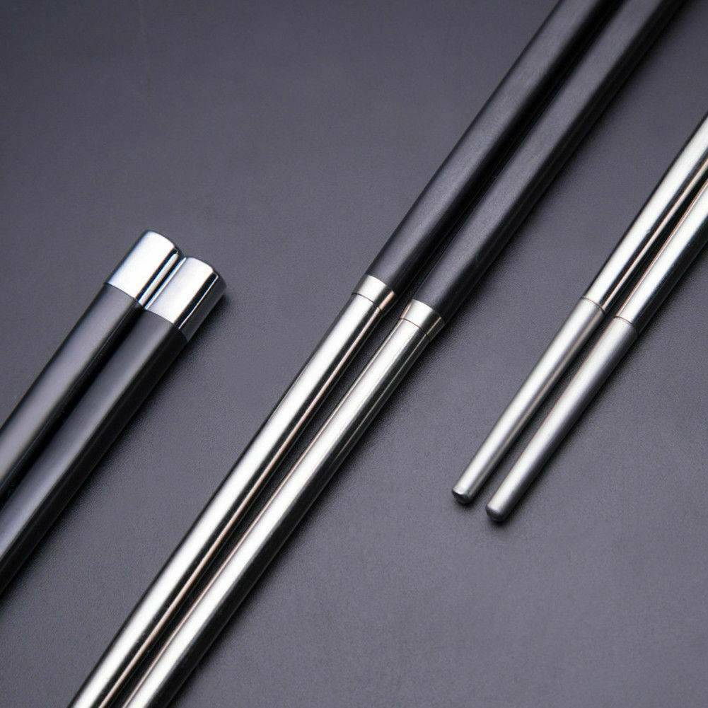 1 Pairs Japanese Chopsticks Set 304 Stainless Steel Reusable Travel Chop Sticks