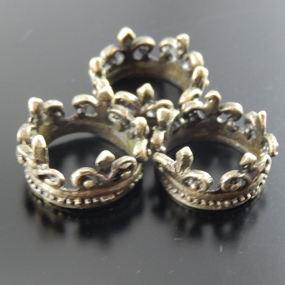 20 pcs Antiqued Bronze Iris Floral Crown Pendant Charm Alloy For Jewelry 18x9mm