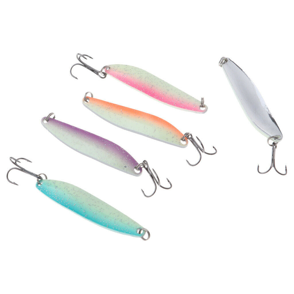 5 Pieces Double Color Noctilucent Iron Fishing Lure with Three Bold Hooks