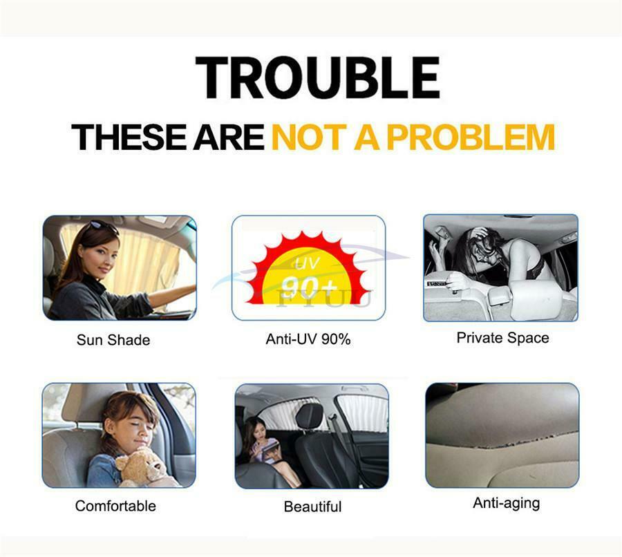 50cm×47cm Black Shrinkable Auto Rear Windshield Sun Side Window Curtains Set