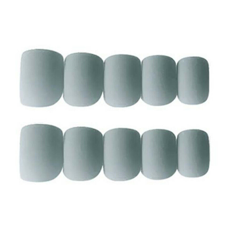24Pcs Gray Ballerina Coffin Nails Full Cover Short False Nails Art Tips Set