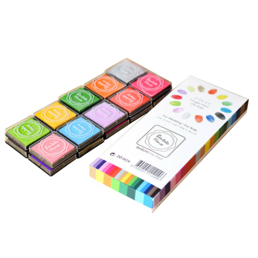 20 colors water-soluble stamp ink pad kids finger print and