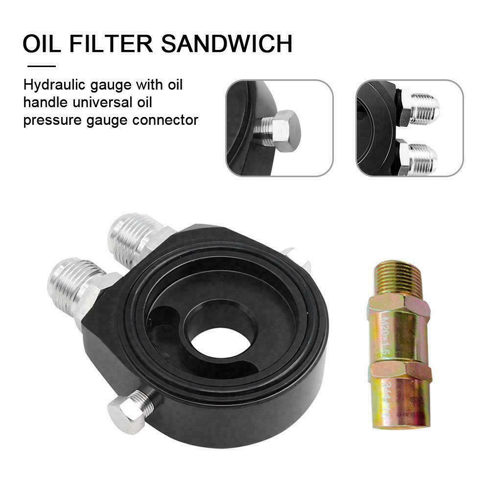 M20 x 1.5 An-10 Fitting Black Oil Filter Relocation Sandwich Plate Adapter Kit