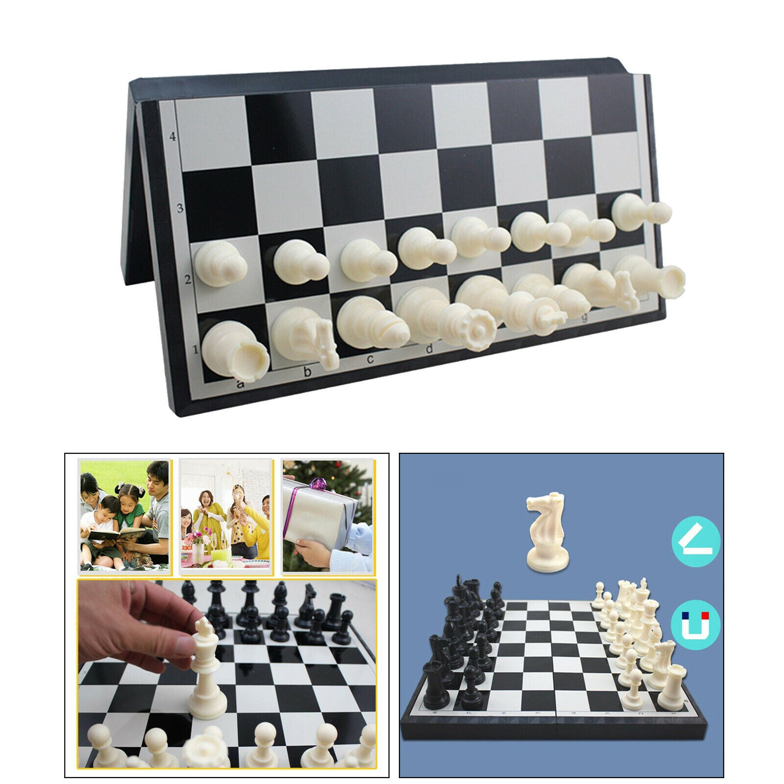 Portable 15"x15" Chess Set Magnetic Chess Pieces King Queen Board Game