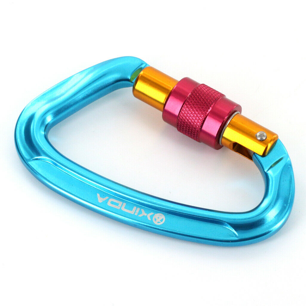 4x Hammock Carabiner Clip Mountaineering Swing Locking Aluminum Alloy Blue