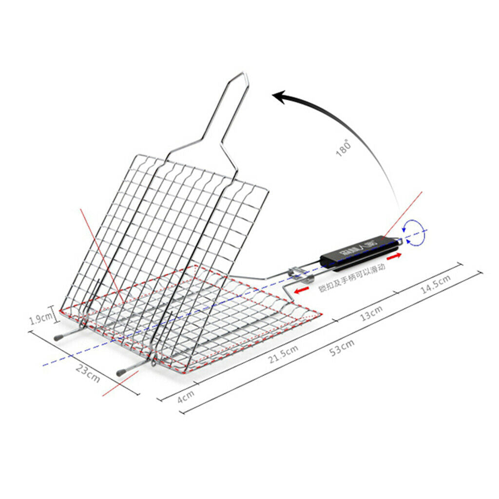 Outdoor BBQ Meat Grill Basket Clip Barbeque Stainless Steel Wire Tray Net