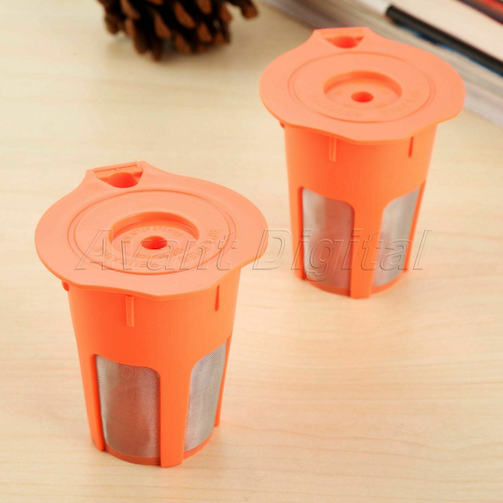 K-Carafe Filters for Keurig 2.0 Reusable  Orange Coffee Pods Cup 2x i Cafilas