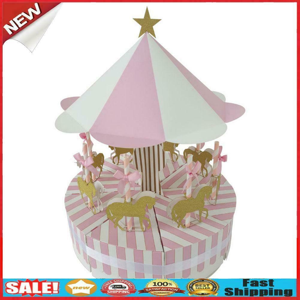 Romantic Carousel Candy Box Wedding Birthday Party Guest Gift Decor (Pink) @