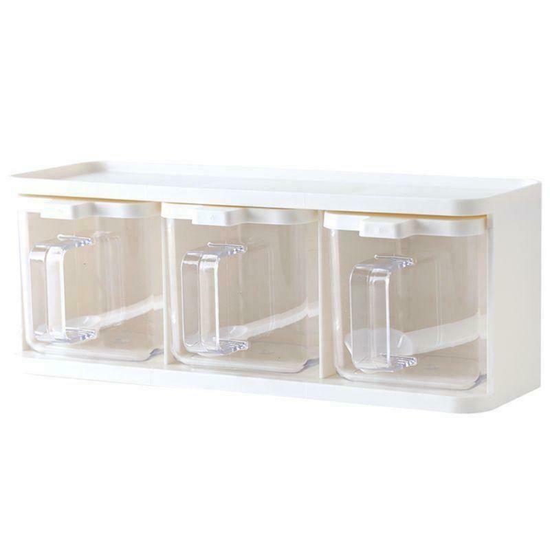 Spice box with lid storage container transparent handle kitchen spice jar