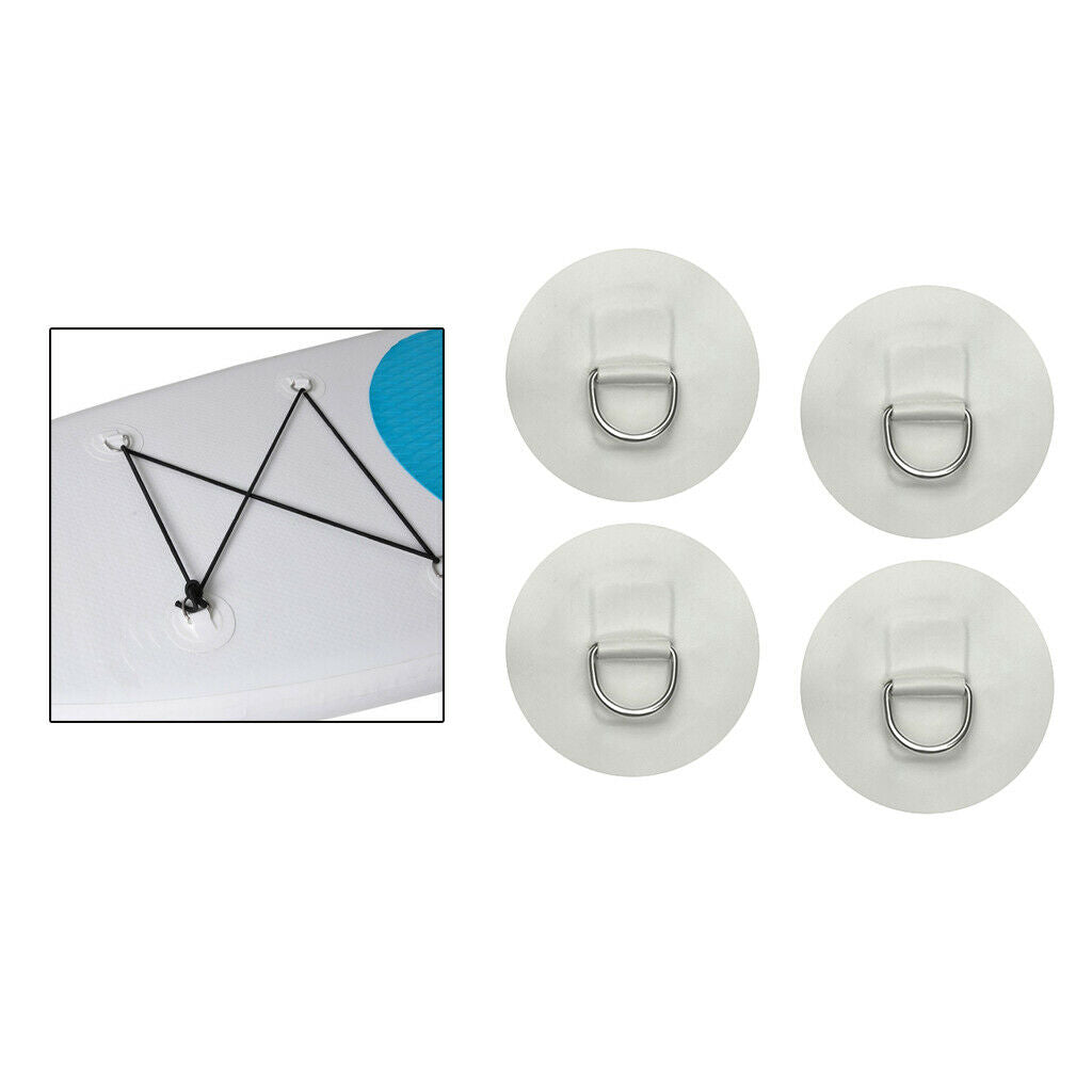 4pcs Stainless Steel D-Ring Pad Patch PVC Round For Inflatable Boat Raft Dinghy