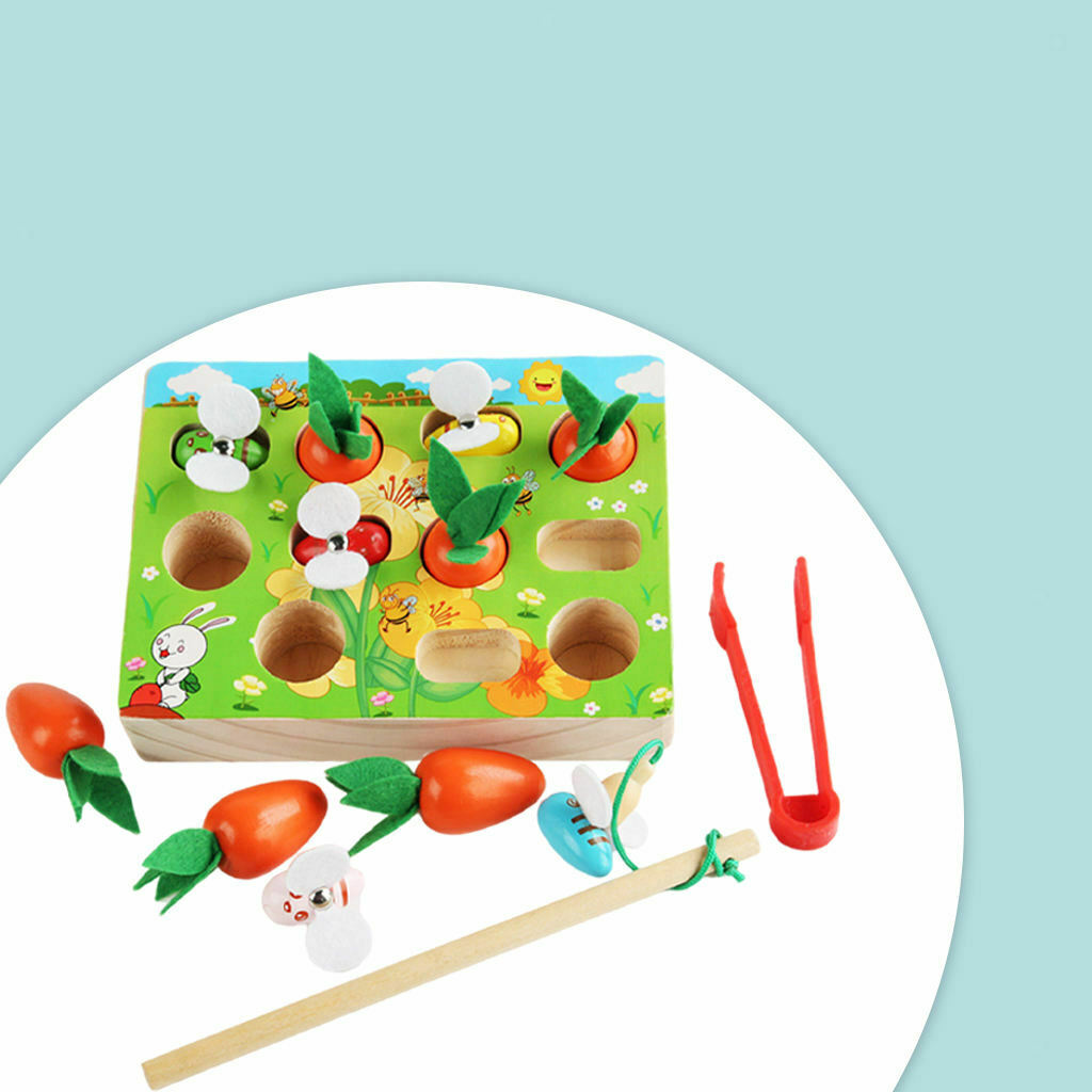 Carrot Harvest Game Wooden Toys Puzzle Creative Fine Motor for Kids Baby