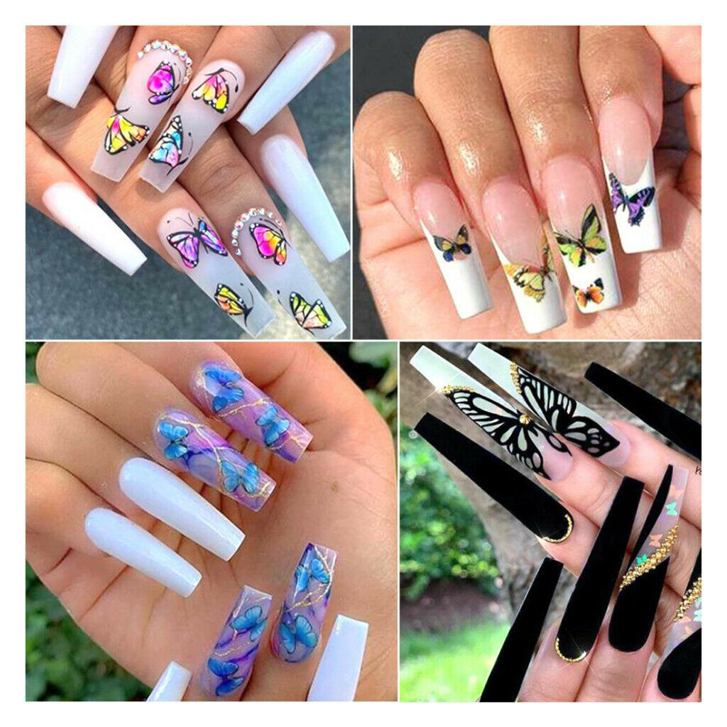 30 Pcs Nail Art Stickers Water Transfer Nails Decals Butterfly Manicure Tips